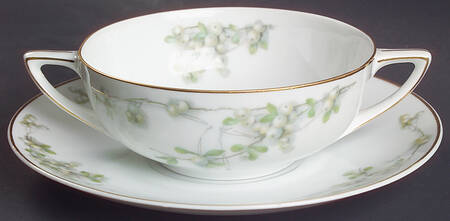 Mistletoe (Gold Trim) Flat Cream Soup Bowl & Saucer Set