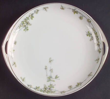 Mistletoe (Gold Trim) Handled Cake Plate