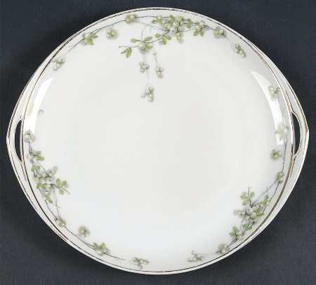 Mistletoe (Gold Trim) Handled Cake Plate