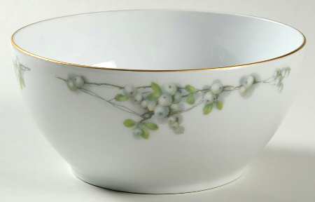 Mistletoe (Gold Trim) Cranberry Bowl