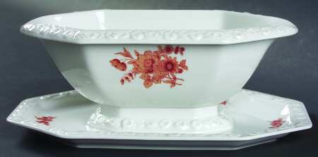 Monticello Orange Gravy Boat with Attached Underplate