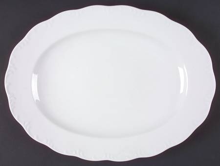 Monbijou (All White) 15" Oval Serving Platter