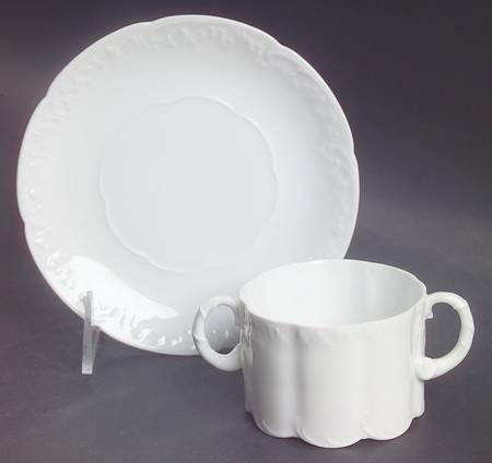 Monbijou (All White) Flat Bouillon Cup & Saucer