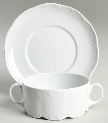 Monbijou (All White) Flat Cream Soup Bowl & Saucer Set