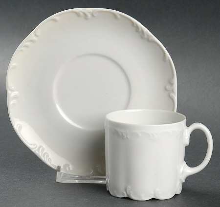 Monbijou (All White) Flat Demitasse Cup & Saucer Set by Rosenthal - Continental