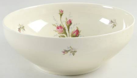 Moss Rose (Pompadour, Ivory Body, Off Center) 10" Large Salad Serving Bowl