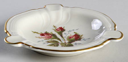 Moss Rose (Pompadour, Ivory Body, Off Center) 4" Ashtray