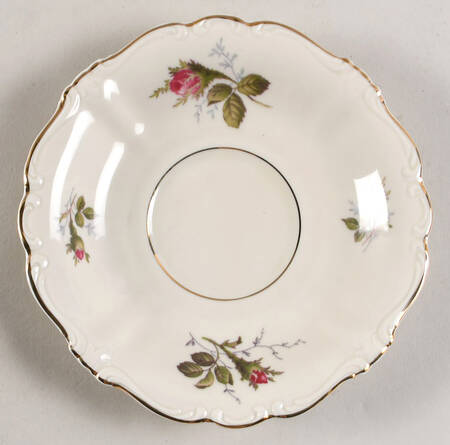 Moss Rose (Pompadour, Ivory Body, Off Center) Saucer for Footed Cup