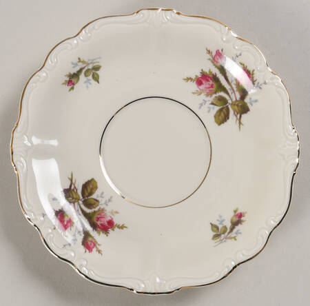 Moss Rose (Pompadour, Ivory Body, Off Center) Saucer for Flat Cream Soup Bowl