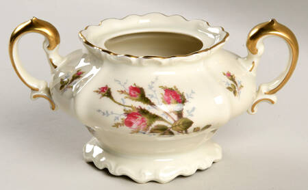 Moss Rose (Pompadour, Ivory Body, Off Center) Sugar Bowl No Lid