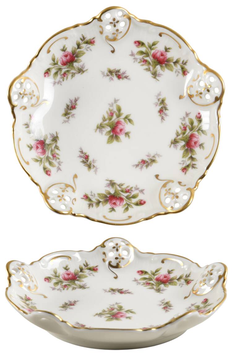 Moss Rose (Pompadour, Ivory Body, Off Center) Nut Dish