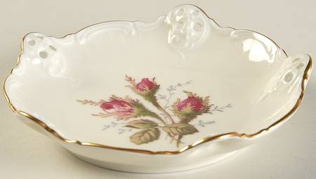 Moss Rose (Pompadour, Ivory Body, Off Center) Pierced Nut Dish