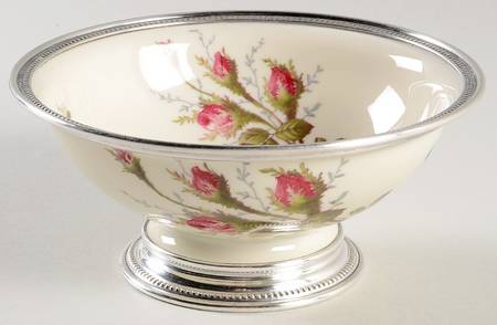 Moss Rose (Pompadour, Ivory Body, Off Center) Open Sugar Bowl