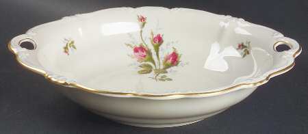 Moss Rose (Pompadour, Ivory Body, Off Center) 10" Round Vegetable Bowl