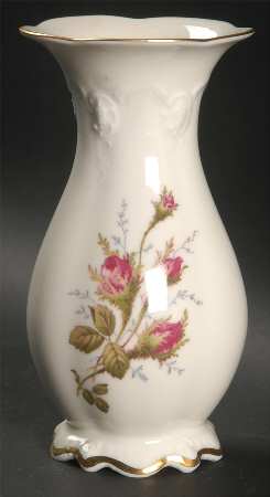 Moss Rose (Pompadour, Ivory Body, Off Center) 5" Vase