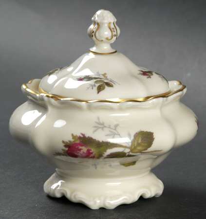 Moss Rose (Pompadour, Ivory Body, Off Center) Individual Sugar Bowl & Lid