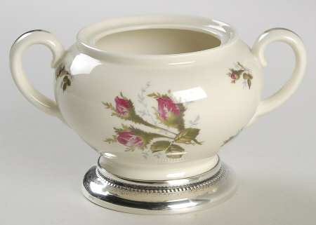Moss Rose (Pompadour, Ivory Body, Off Center) Sterling Base Sugar Bowl No Lid