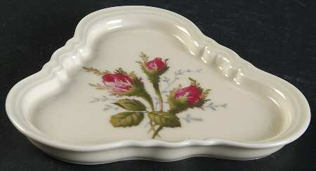 Moss Rose (Pompadour, Ivory Body, Off Center) Silver Tray