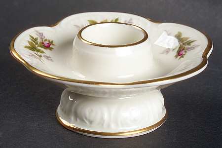 Moss Rose (Pompadour, Ivory Body, Off Center) 1" Small Candlestick
