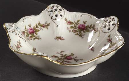 Moss Rose (Pompadour, Ivory Body, Off Center) Large Pierced Candy Dish
