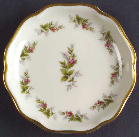 Moss Rose (Pompadour, Ivory Body, Off Center) Butter Pat