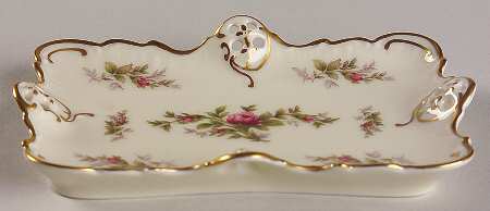 Moss Rose (Pompadour, Ivory Body, Off Center) Silver Tray