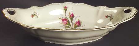 Moss Rose (Pompadour, Ivory Body, Off Center) 13" Oval Vegetable Bowl