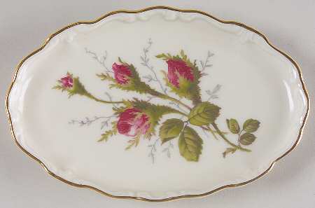 Moss Rose (Pompadour, Ivory Body, Off Center) Silver Tray