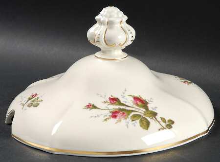 Moss Rose (Pompadour, Ivory Body, Off Center) Lid for Tureen