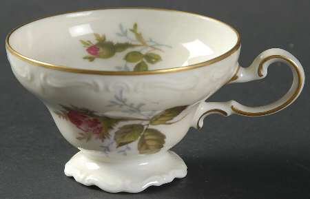 Moss Rose (Pompadour, Ivory Body, Off Center) Footed Demitasse Cup