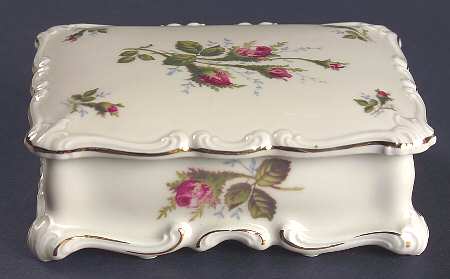 Moss Rose (Pompadour, Ivory Body, Off Center) Cigarette Box & Lid