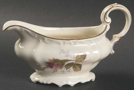 Moss Rose (Pompadour, Ivory Body, Off Center) Individual Gravy Boat