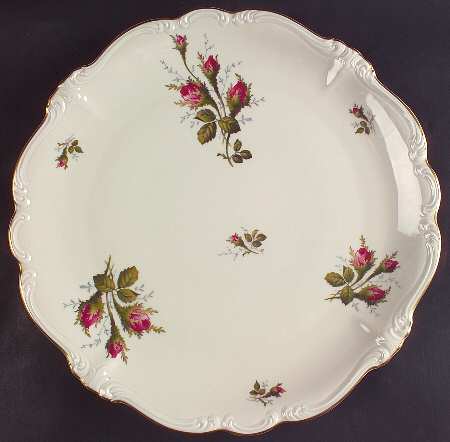 Moss Rose (Pompadour, Ivory Body, Off Center) 13" Chop Plate (Round Platter)