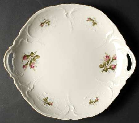 Moss Rose (Sans Souci, Ivory) Handled Cake Plate