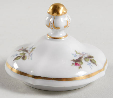 Moss Rose (Pompadour, White Body, Off Center) Lid for Mini Sugar Bowl