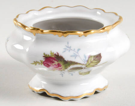 Moss Rose (Pompadour, White Body, Off Center) Mini Sugar Bowl No Lid