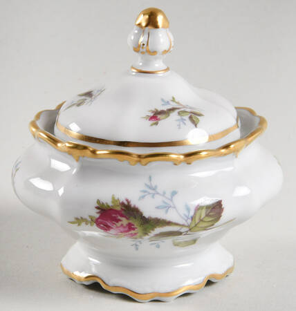 Moss Rose (Pompadour, White Body, Off Center) Mini Sugar Bowl & Lid