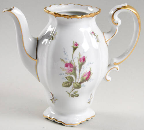 Moss Rose (Pompadour, White Body, Off Center) Mini Coffee Pot No Lid