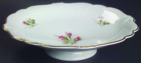 Moss Rose (Pompadour, White Body, Off Center) Round Compote (Height X Width)