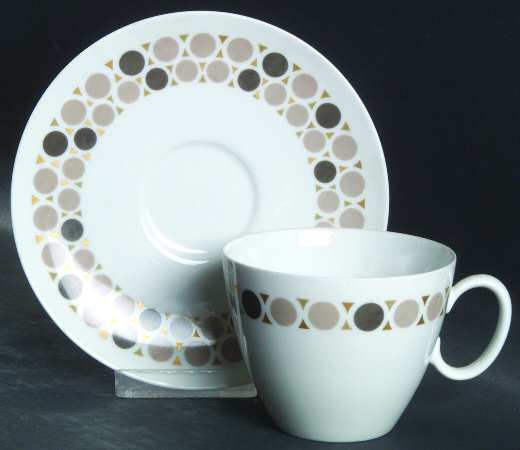 Mosaic (Black & Grey) Flat Cup & Saucer Set