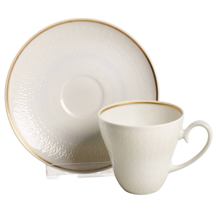 Motif Gold Band Flat Demitasse Cup & Saucer Set