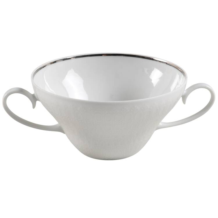 Motif Platinum Band Flat Cream Soup Bowl & Saucer Set