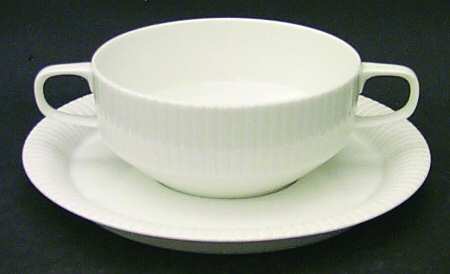 Modulation White Flat Cream Soup Bowl & Saucer Set
