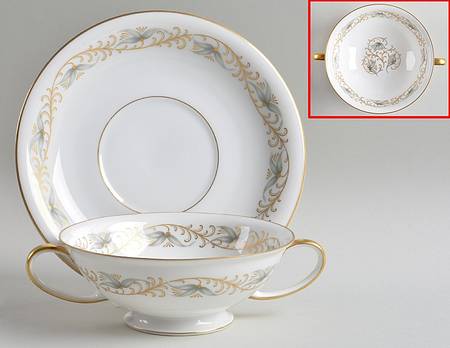 Nocturne Footed Cream Soup Bowl & Saucer Set