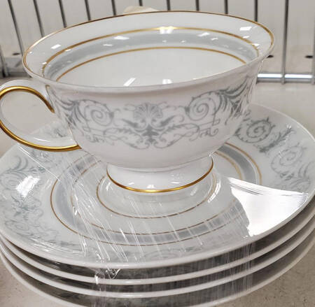 Olde Brocade Footed Demitasse Cup & Saucer Set