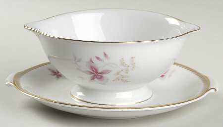 Orchid (Aida) Gravy Boat with Attached Underplate
