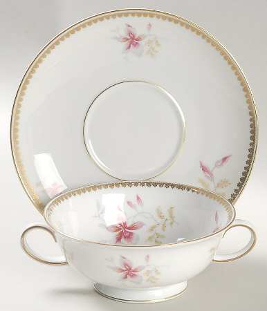 Orchid (Aida) Footed Cream Soup Bowl & Saucer Set