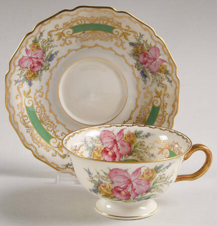 The Orchid (Ivory) Footed Cup & Saucer Set