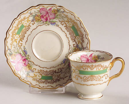 The Orchid (Ivory) Footed Demitasse Cup & Saucer Set