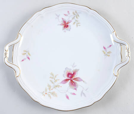 Orchid (Chippendale, White) Handled Cake Plate